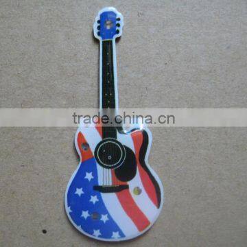 Customer design Guitar shaped LED blinking badge pin with flag logo