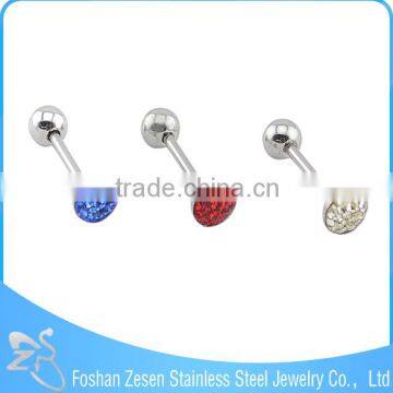 316L Surgical Steel Body Piercing Jewelry Crystal Epoxy Flat Tongue Rings