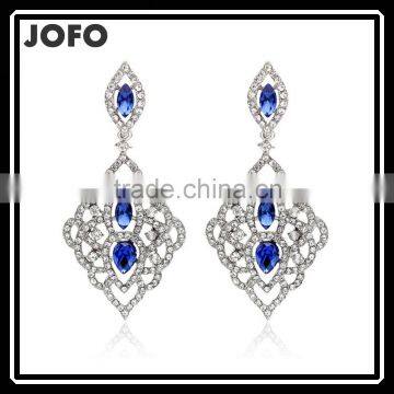 1 Pair Elegant Fashion Blue Crystal Rhinestone Diamond Earrings