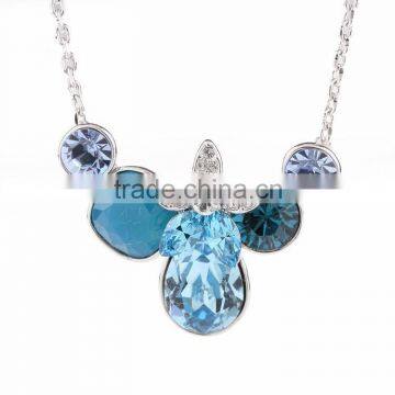 Fashion Women Jewelry Blue Crystal Pendant Necklace