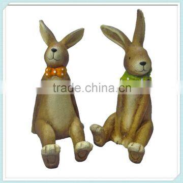 Happy ceramic bunny rabbit statue for easter decor