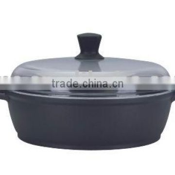 28cm die cast aluminium Sauteuse Pan with cast glass lid