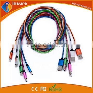 1M colorful nylon braided micro usb data cable with best price