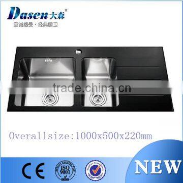 DS10050C tempered glass handmade kitchen sink