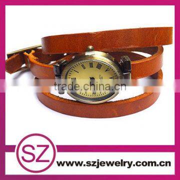 Hot selling long strap band genuine leather unsex men ladies watches