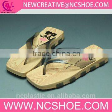 pcu foam geta wooden thong flat flip flop cork sole slipper