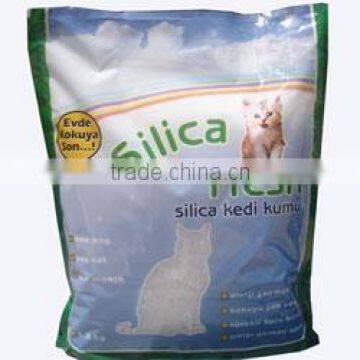 Silica gel cat litter 1-8mm white cat litter with 3% blue irregular