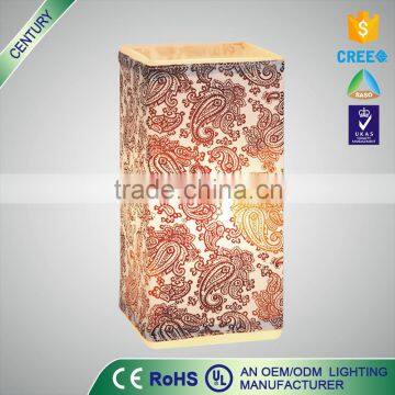 colorful popular fabric desk lamp square fabric shade glass table lamp fabric table lamp