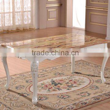 Luxury solid wood frame white marble top dining table