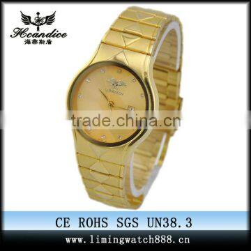 YJ-351 Hottest Women Gold Water Resistant Quartz 3 bar 24k gold watch