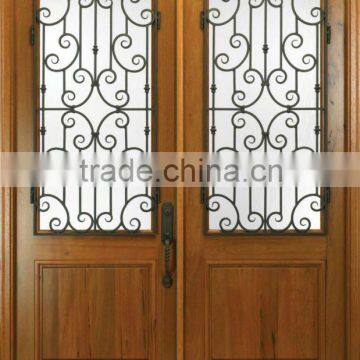 Wooden Wrought Iron Double Doors Design DJ-S9152W-3