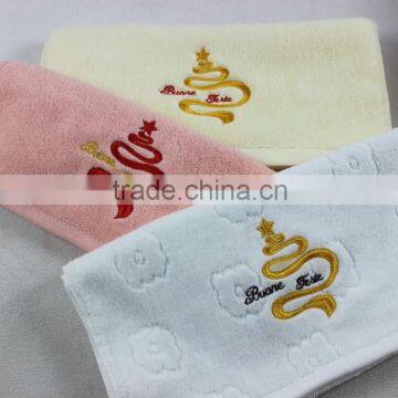 Hot sell many design for various holiday towel, Complete set of solid color velour cotton embroidery towel,Christmas Gift towels