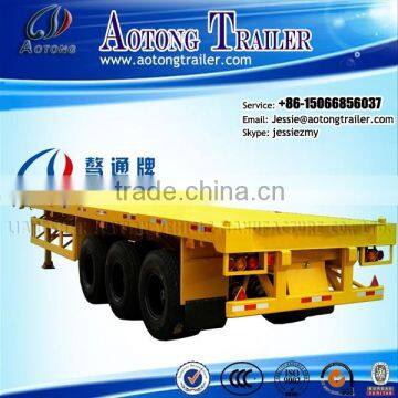 Aotong Hot Sale 3 Axle 40ft Flatbed Container Semi Trailer for Sale