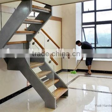 prefabricated Save space small wrought iron wooden straight stairs --YUDI