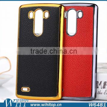 Fancy Mobile Phone Cover PC Chrome Leather Coated for LG G3 Case