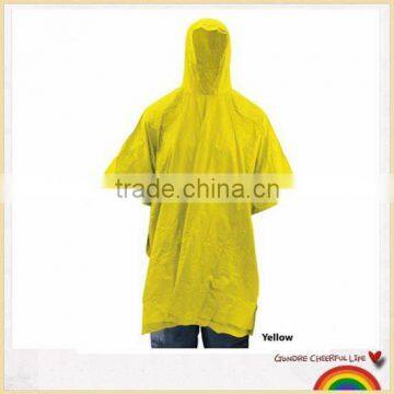 Hooded vinyl plastic rain poncho