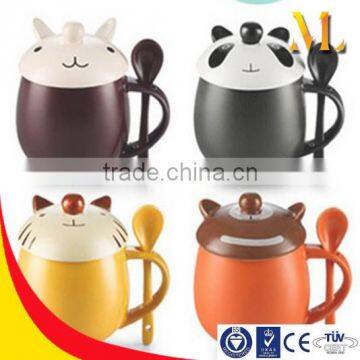 panda cat creative mugs china cup drinkware handle spoon mugs children gifts