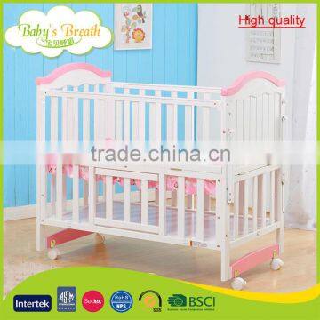 WBC-41A high quality hot-selling wooden luxury 4 baby cot bed cribs with wheels