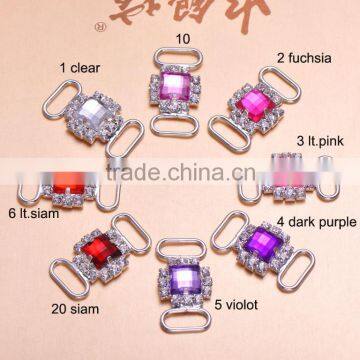 (M0907) 16colors,31mmx16mm,15mm bar, rhinestone connector for hair jewelry,silver plating,acrylic beads in middle