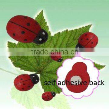 Self Adhesive Back Craft Wood Ladybug and Wood Ladybird