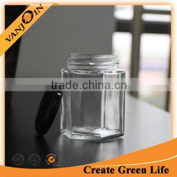 Food Safety 250ml Hexagonal Glass Jar With Lug Cap