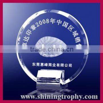 Circle shaped 3d engraving crystal awards