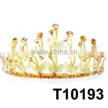 wedding rhinestone gold tone bridal flower bridal crown