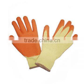 Yellow Latex Half Coated Cirnkle F Work Safety Gloves