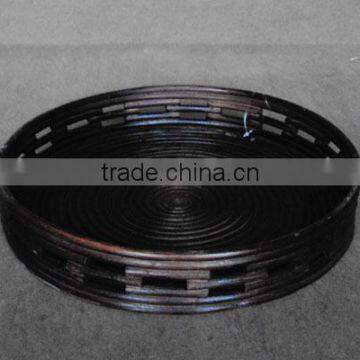 Full Rattan Antique Color Round Tray