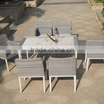 aluminum table top outdoor dining set, grey rattan outdoor dining chair and table