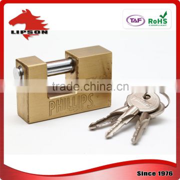 Brass Rectangular Padlock with Kaba Key