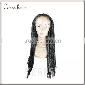 glueless 100% Japanese high temperature lace front box braided hair wig with baby hair