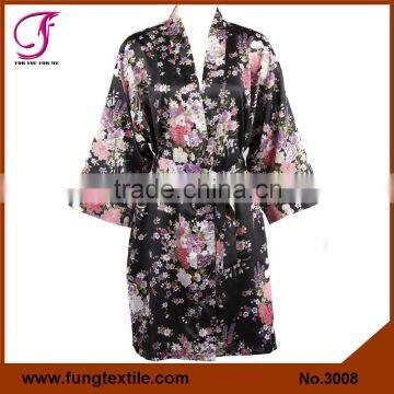 FUNG 3008 New Women Floral Satin Dressing Gown