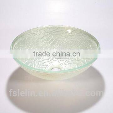 Handpainted Double Layer Glass Art Basin Counter Top Sink for Glass Vanity LH-16006