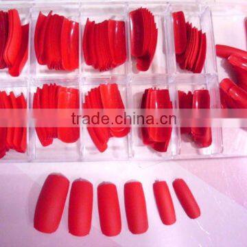 100Pcs Scrub French False Nail Tips Red