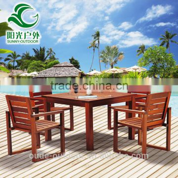 Wholesale graceful garden furniture patio teak wood table and armrest chair