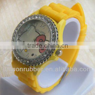 Best Products For Women 12 Colors Silicone Wrist Watch With Diamond