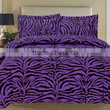 100% cotton zebra pattern comforter set purple and black