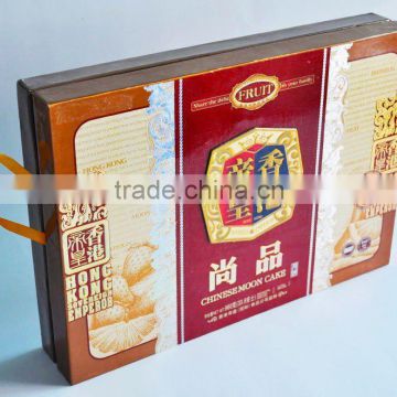 Best design mooncake box made of paperboard with ribbon / Delicate food packaging box / Magnetic gift Box / Free sample / OEM