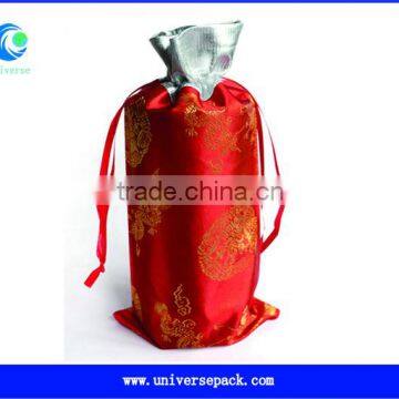 Top Grade Brocade Wine Bag High Quality Promotional Drawstring Bag