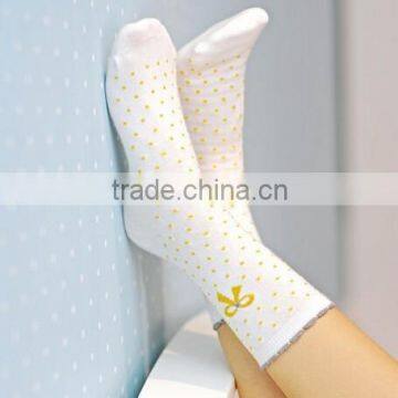knitted cotton white with yellow dots thin girls socks buying from china