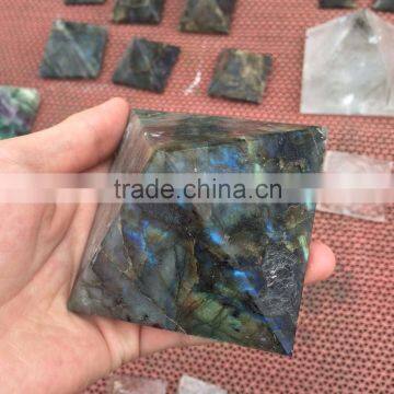 Natural High Quality Labradorite Stone Pyramid Decor photo-2