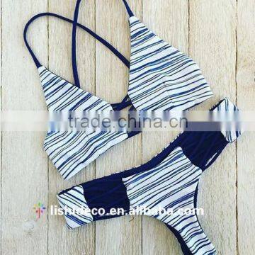 2016 fashion cross stripe bikini brazilian