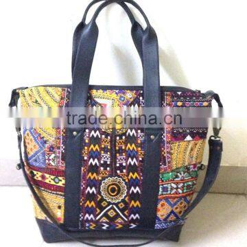 Colorful handmade vintage banjara leather bag