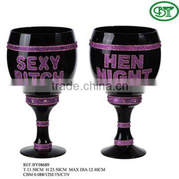 hand-made black wine party glass