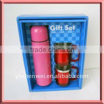 stainless steel vacuum flask & 2 cups gift set