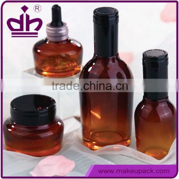 Hair care oil container glass amber cosmetic bottle kit