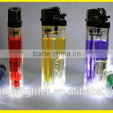 Color gas Plastic Flint Lighter with LED torch