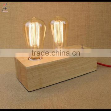 Vintage Wooden Table Lamp with vintage edison bulb Hand Carve Lamp 110V 240V