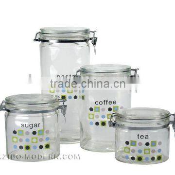 4pc Oval Glass Jar Set